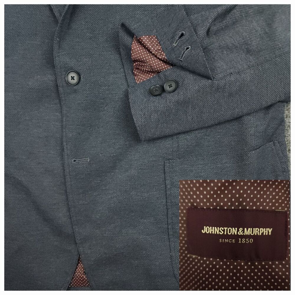 Johnson & Murphy Sport Coat Mens XXL Elbow Patch Pockets Casual Slim Fit Blue